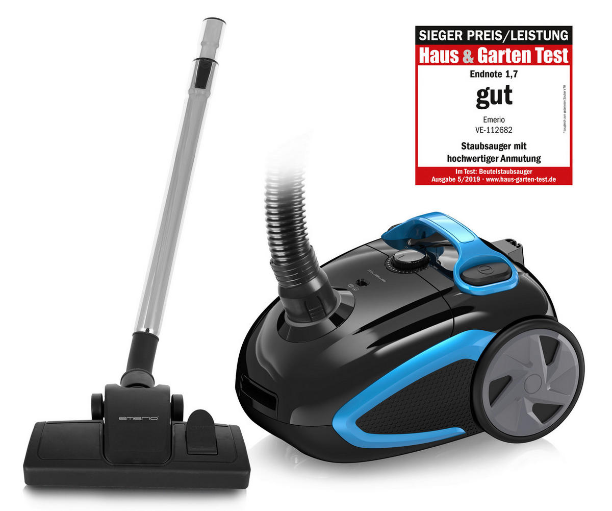 Emerio Bodenstaubsauger VE-112682.8 schwarz blau Kunststoff Metall B/H/L: ca. 27x24x35 cm Bodenstaubsauger VE-112682.8 - blau/schwarz (35,00/27,00/24,00cm) - Emerio