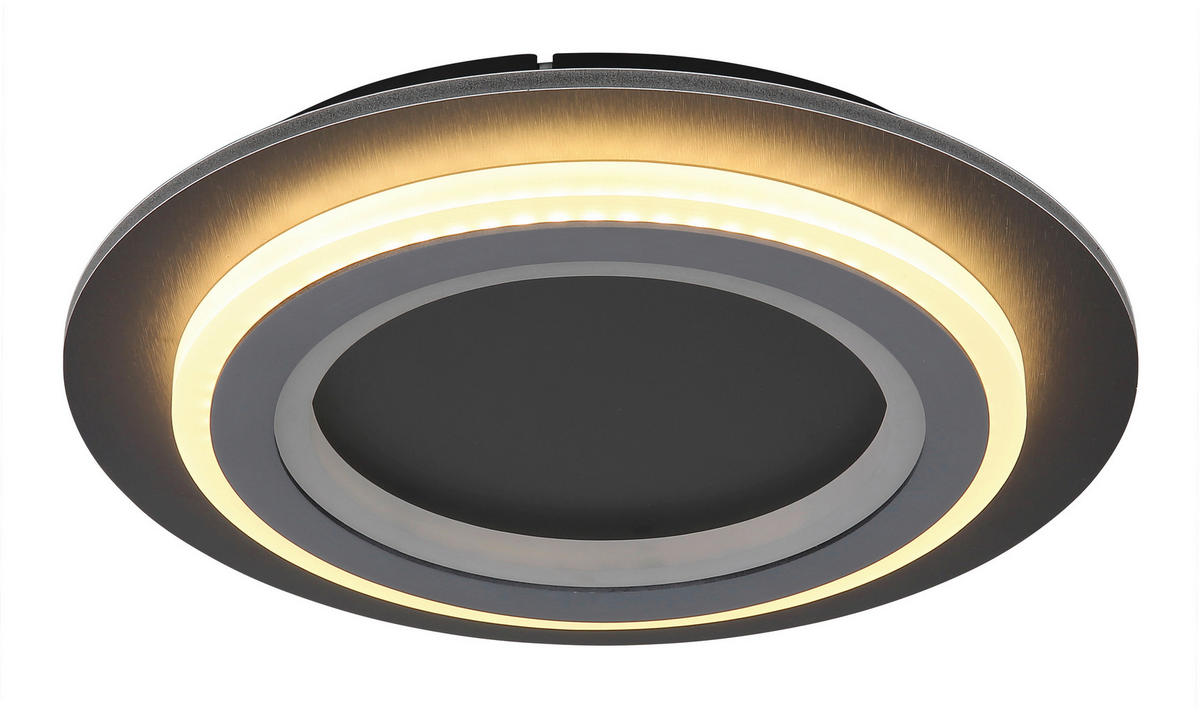 GLOBO LED-Deckenleuchte mattschwarz Opal grau Metall Kunststoff Acryl H/D: ca. 5,5x34 cm 1 Brennstellen JAYDEN - Opal/mattschwarz (34,00/5,50cm) - GLOBO