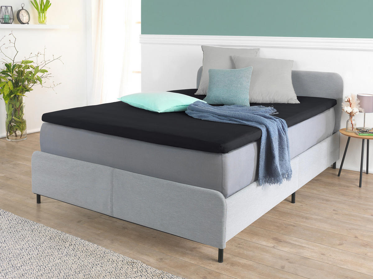 Spannbetttuch Spannbetttuch_Topper schwarz - schwarz (160,00/200,00cm)