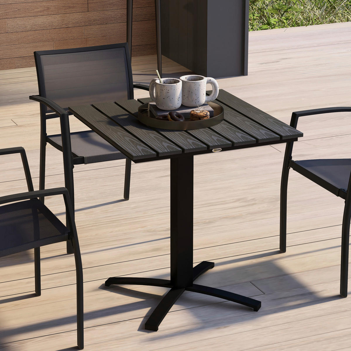 Outsunny Gartentisch grau Holz B/H/L: ca. 70x76x70 cm Gartentisch - grau (70,00/70,00/76,00cm) - Outsunny