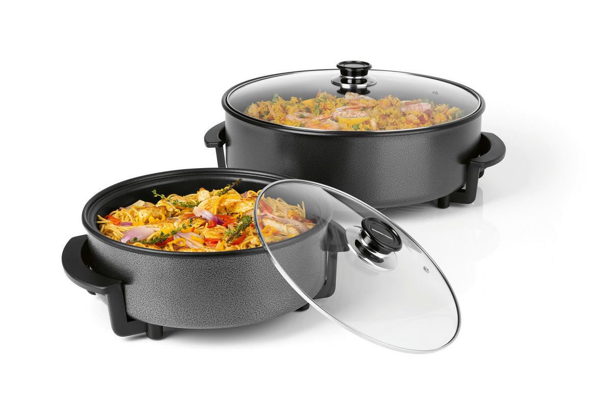 GOURMETmaxx Elektrische Party-Pfanne schwarz Edelstahl B/H/L: ca. 14,5x36x34,5 cm Elektrische_Party-Pfanne - schwarz (34,50/14,50/36,00cm) - GOURMETmaxx