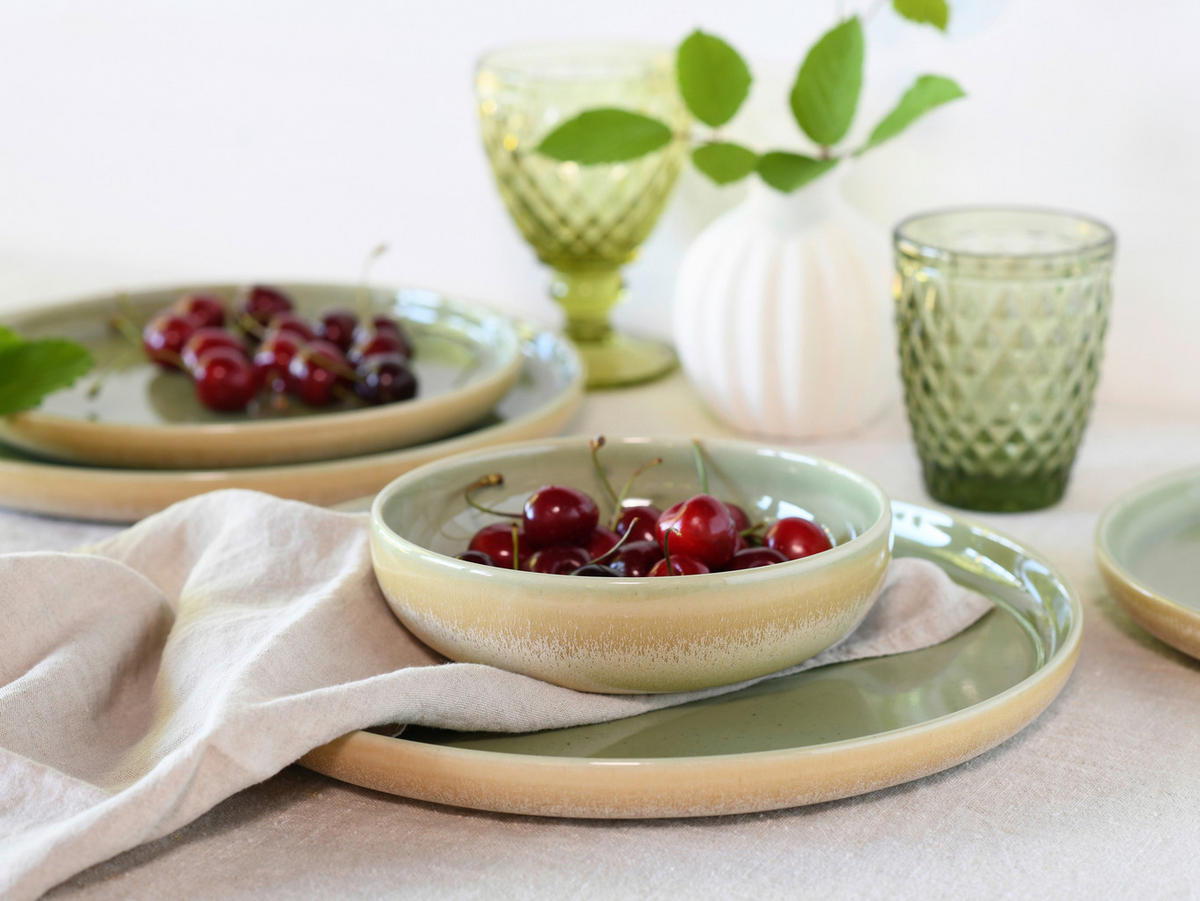 CreaTable Teller-Set Uno Romana grün Steinzeug Uno Romana - grün - CreaTable
