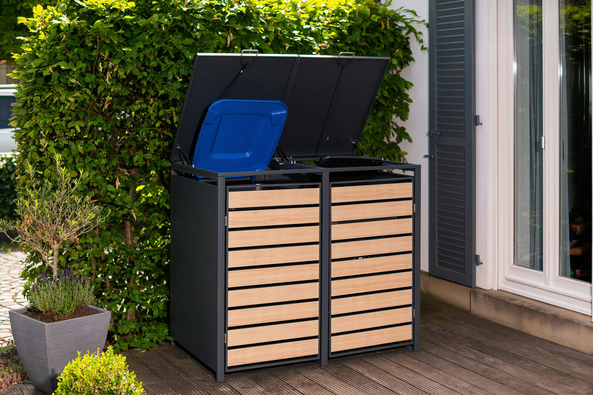 Westmann Mülltonnenbox 2x 240 Liter anthrazit B/H/T: ca. 132x116x80 cm 2x 240 Liter - braun/anthrazit (132,00/116,00/80,00cm) - Westmann