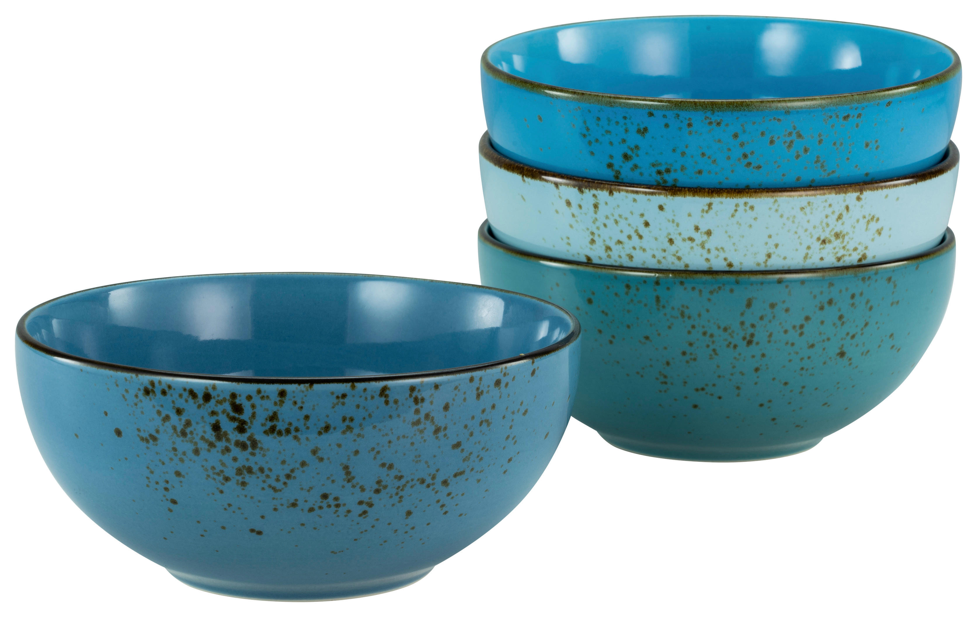 CreaTable Schalen-Set Nature Collection Aqua blau Steinzeug 4 tlg.