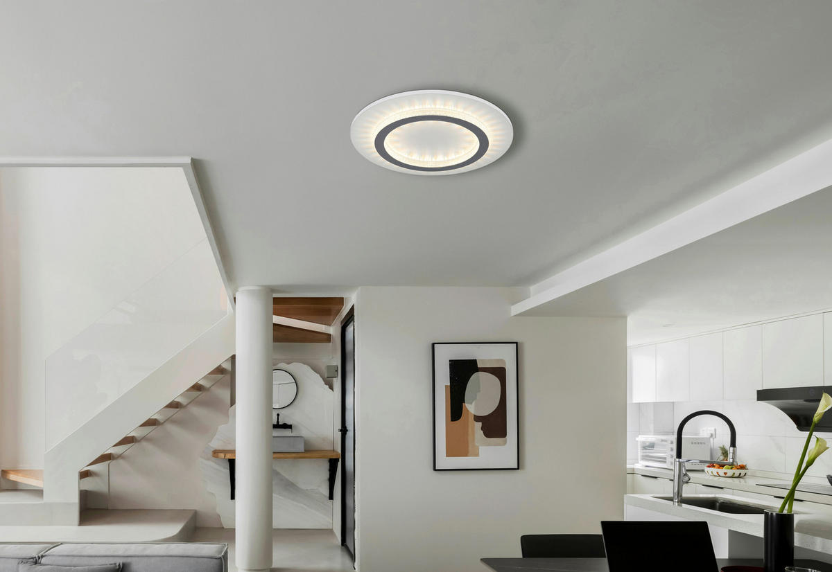 GLOBO LED-Deckenleuchte weiß hellgrau klar Metall Kunststoff H/D: ca. 5,5x35 cm 1 Brennstellen JAYDEN - klar/hellgrau (35,00/5,50cm) - GLOBO