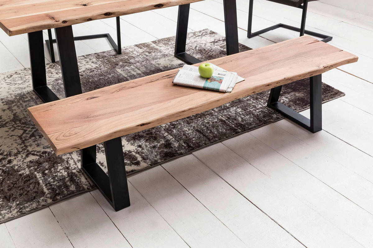 Sitzbank natur schwarz B/H/T: ca. 160x45x40 cm Sitzbank - natur/schwarz (160,00/45,00/40,00cm) - Wohnling