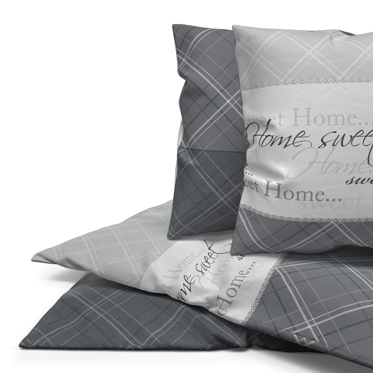 Baumwoll Bettwäsche Renforce Bettwäsche_Renforce Home_sweet - grau (200,00/200,00cm)