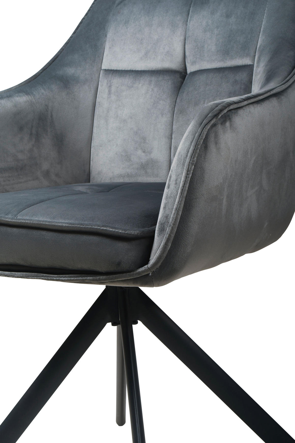 Armlehnstuhl Darwin dunkelgrau schwarz Samtoptik Metall B/H/T: ca. 61x95x60 cm Darwin - schwarz/dunkelgrau (61,00/95,00/60,00cm)