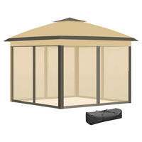 Outsunny Pavillon beige Metall B/H/L: ca. 330x288x330 cm Pavillon - beige (330,00/330,00/288,00cm) - Outsunny
