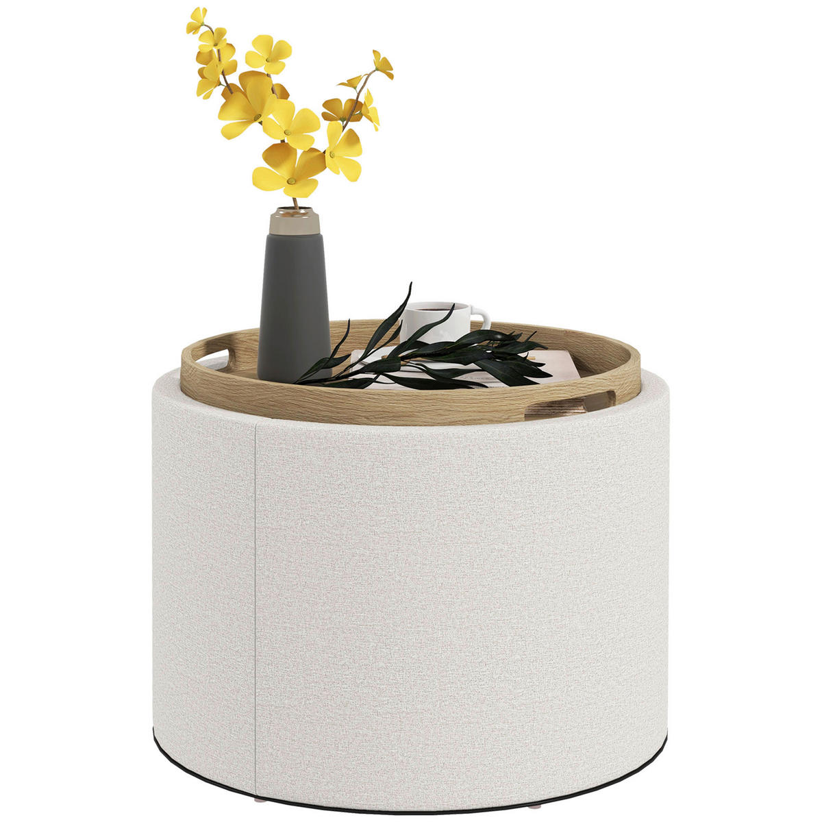 HOMCOM Hocker cremeweiß B/H/L: ca. 56x56x42 cm Polsterhocker - cremeweiß (42,00/56,00/56,00cm) - HOMCOM