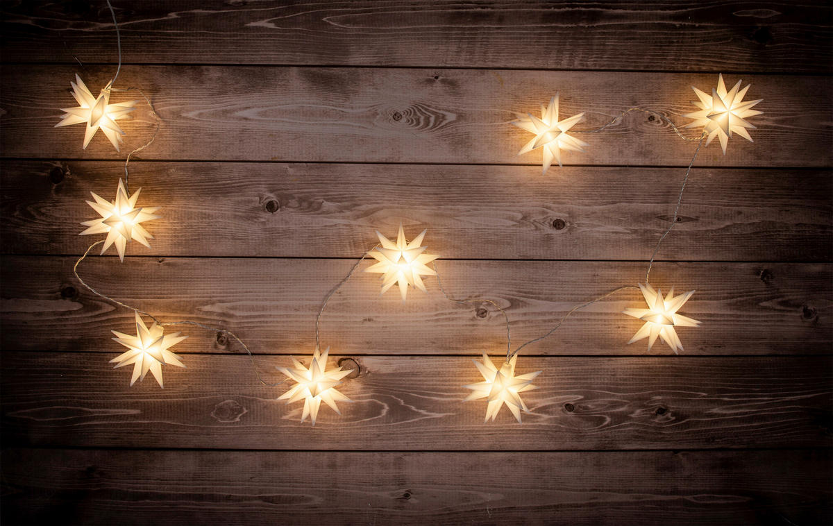 Näve Leuchten LED-Lichterkette LED Lichterkette 3D-STERNE - weiß (9,00/10,50/740,00cm) - Näve Leuchten