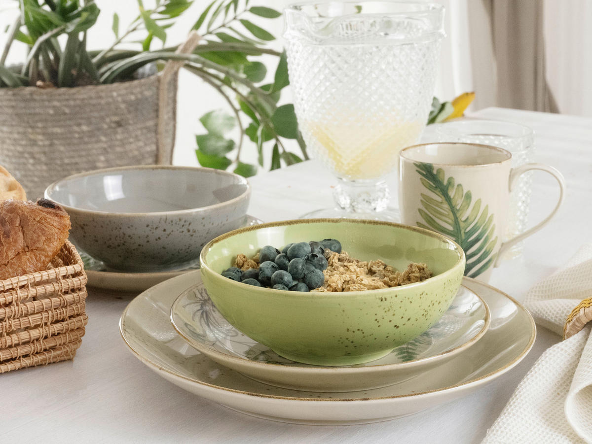 CreaTable Kombiservice Nature Collection Botanica grün Keramik 16 tlg. Nature Collection Botanica - grün - CreaTable