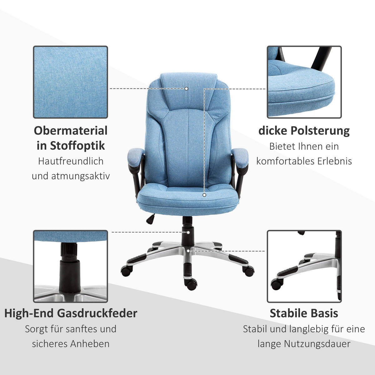 Drehstuhl 921-175 hellblau 921-175 - hellblau (66,00/120,00/75,00cm) - Vinsetto