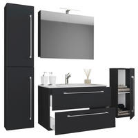 Waschplatz 5tlg-Badinos schwarz B/H/T: ca. 60x50x46 cm 5tlg-Badinos - schwarz (60,00/50,00/46,00cm) - VCM Möbel