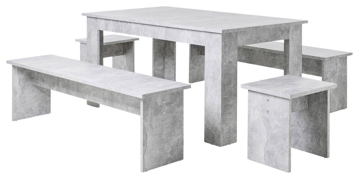Tischgruppe München Beton Optik Spanplatte B/H/T: ca. 140x75x80 cm München - (140,00/75,00/80,00cm)