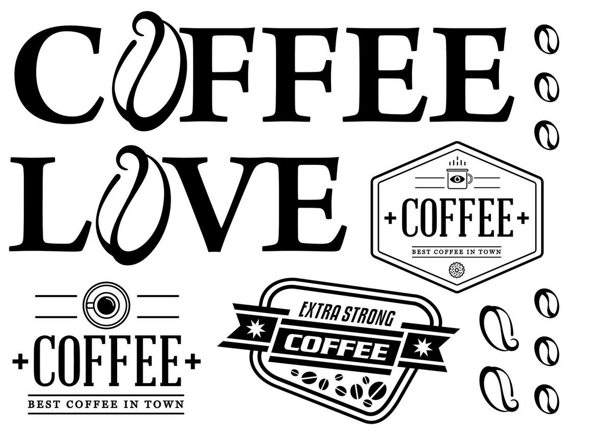 Dekosticker Kaffee schwarz B/L: ca. 50x70 cm 2 tlg. Dekosticker Coffee Love - schwarz (50,00/70,00cm)