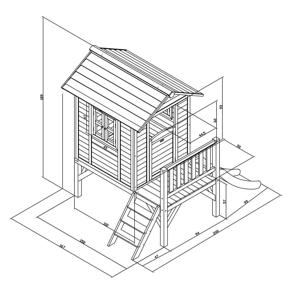 AXI Spielhaus Lodge XL grau B/H/T: ca. 240x189x167 cm Lodge XL - weiß/rot (240,00/189,00/167,00cm) - AXI