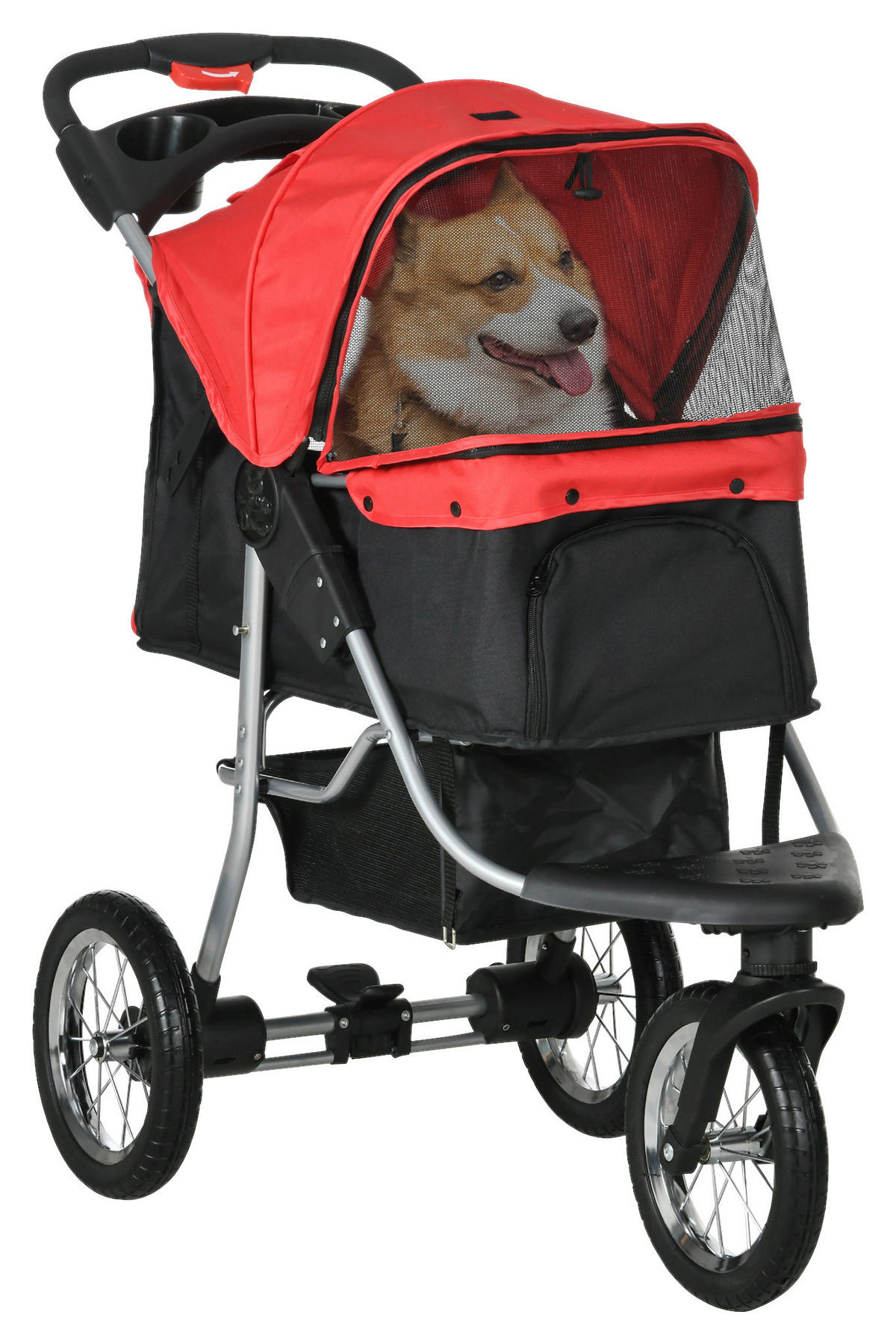 PawHut Hunde-Zubehör rot Polypropylen B/H/L: ca. 54,5x109,5x106,5 cm Hundewagen - rot (106,50/54,50/109,50cm) - PawHut