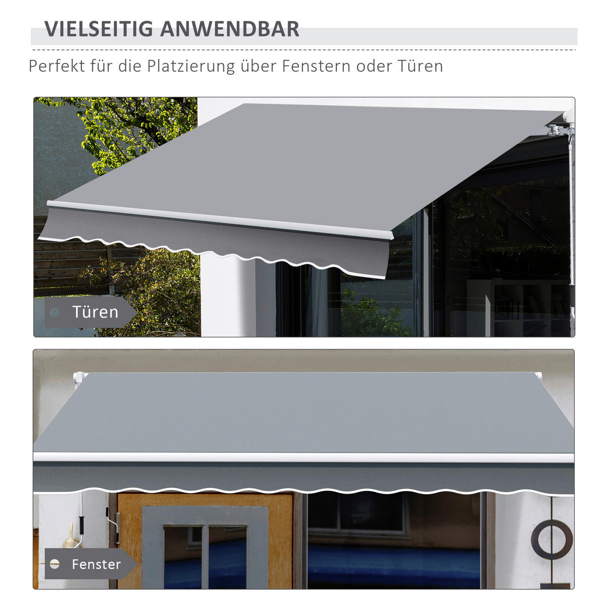 Fenstermarkise mit Handkurbel weiß B/T/L: ca. 245x350x395 cm Fenstermarkise mit Handkurbel - weiß/grau (245,00/395,00cm) - Outsunny