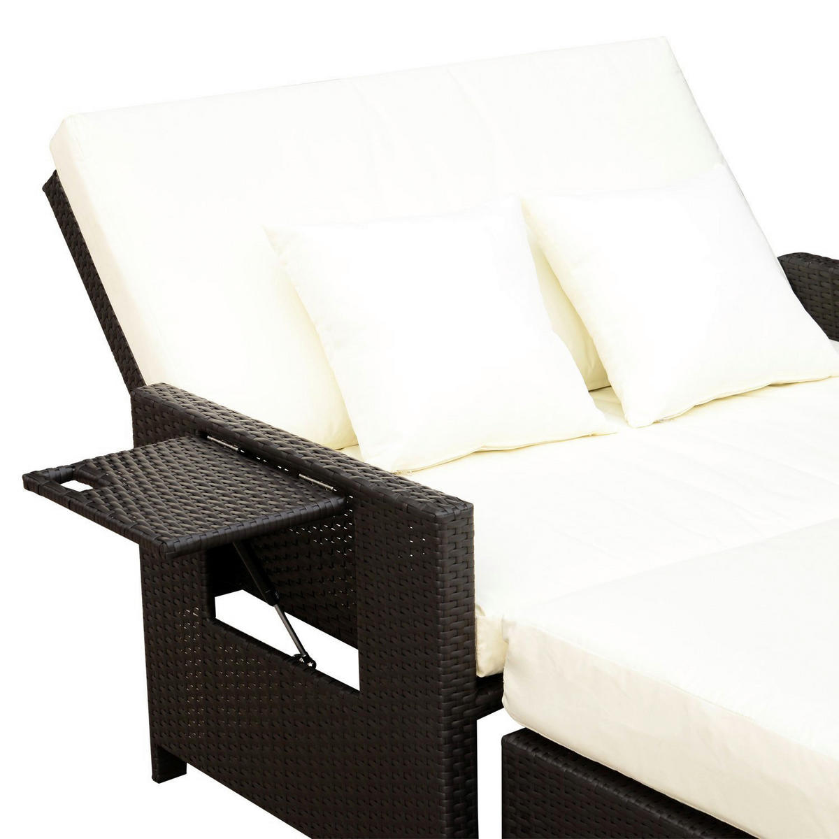 Outsunny Lounge-Sof dunkelbraun Polyrattan B/H/L: ca. 72x96x130 cm Lounge-Sofa - dunkelbraun/creme (130,00/72,00/96,00cm) - Outsunny