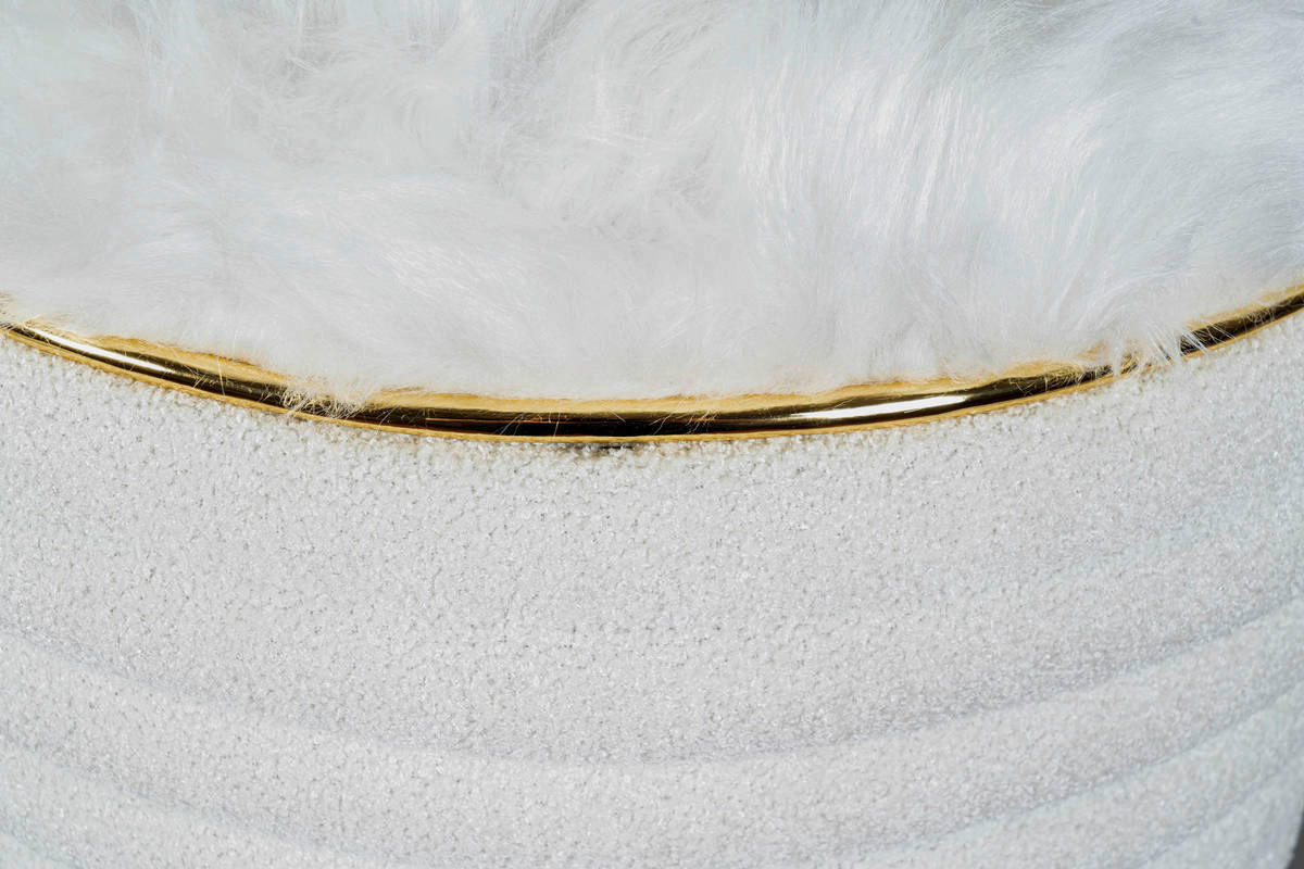 360 Living Hocker Doric 310 weiß gold H/D: ca. 50x42 cm Doric 310 - gold/weiß (42,00/50,00cm) - 360 Living