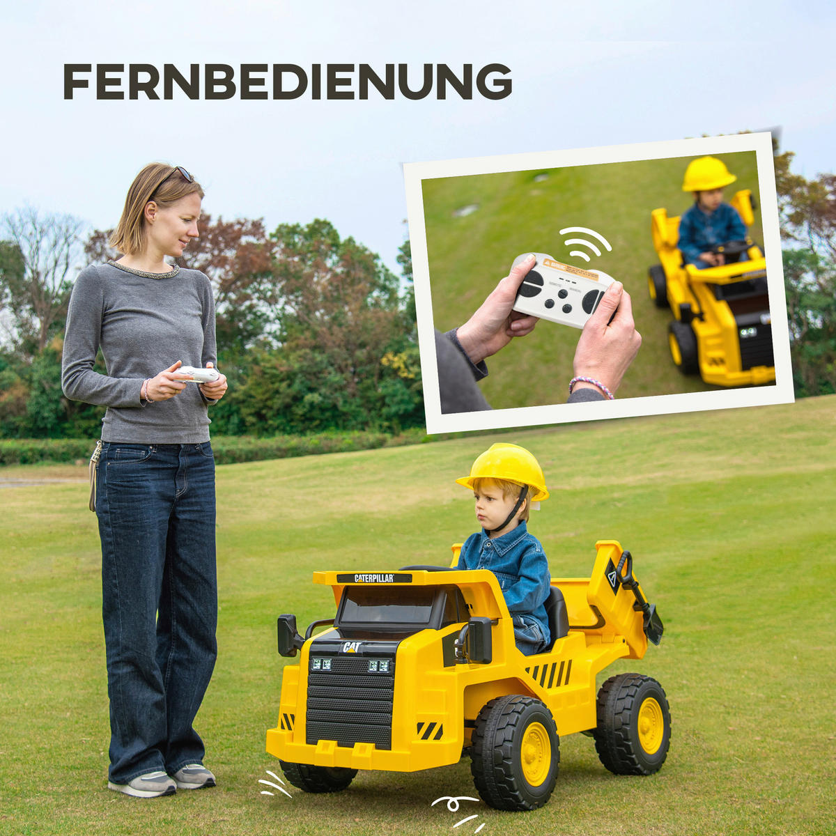 AIYAPLAY Kinder-Elektrotraktor gelb B/H/L: ca. 70,5x61,5x110 cm Kinder-Elektrotraktor - gelb (110,00/70,50/61,50cm) - AIYAPLAY