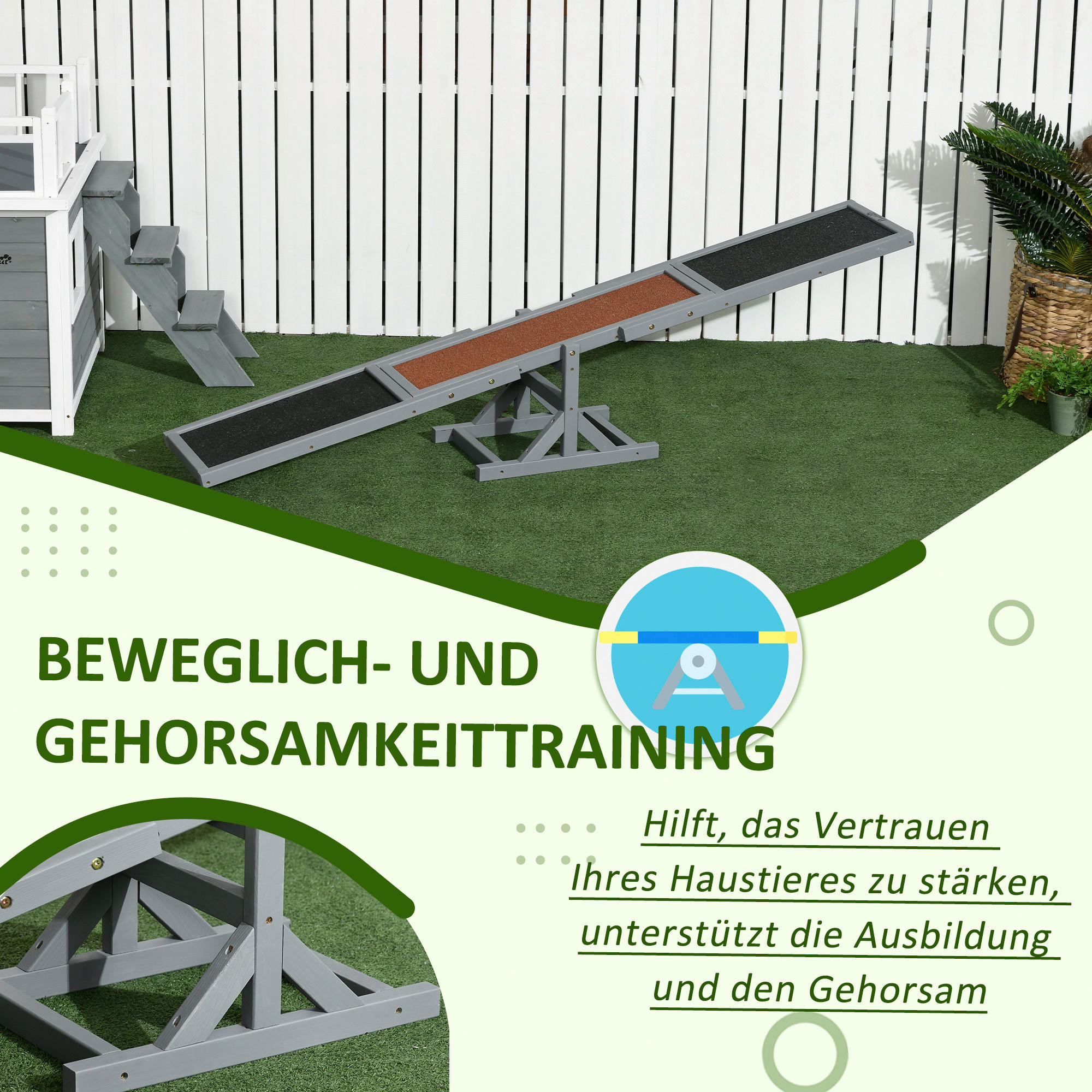 PawHut Hunde-Zubehör grau Polypropylen B/H/L: ca. 30x180x30 cm Hundewippe - grau (30,00/30,00/180,00cm) - PawHut