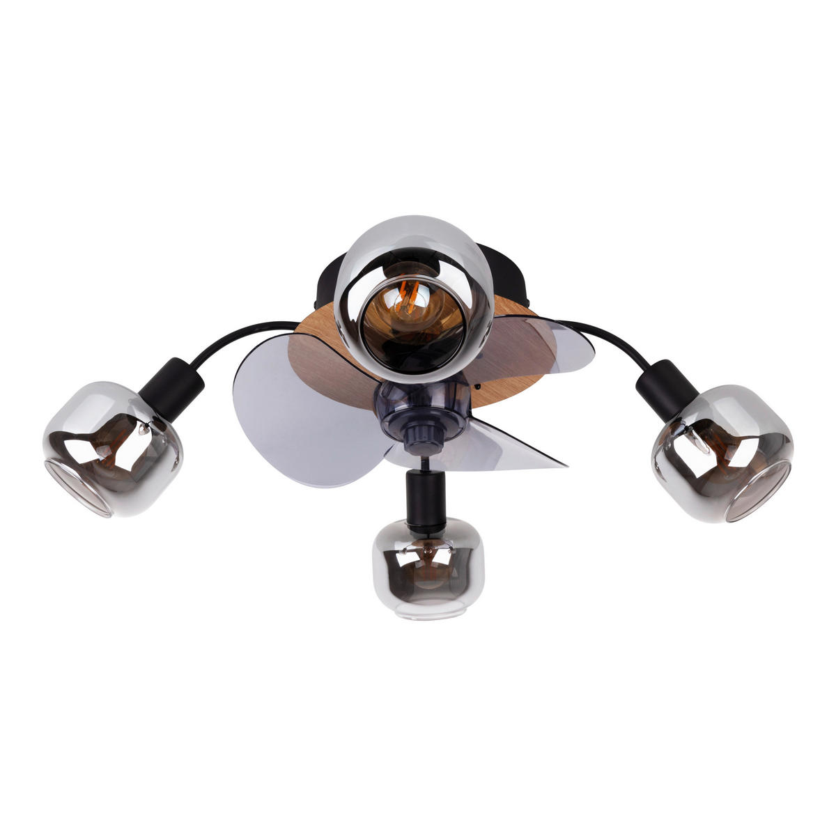 Näve Leuchten Deckenventilator schwarz Metall Glas Kunststoff B/H/T/D: ca. 48x21x48x48 cm E14 4 Brennstellen FUMOSO - schwarz (48,00/21,00/48,00cm) - Näve Leuchten
