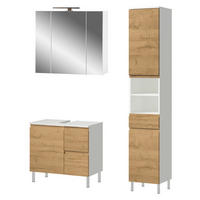 Badezimmer-Set 7953-559 weiß Eiche Grand-Son Nachbildung B/H/T: ca. 109x190x34 cm 7953-559 - Eiche/weiß (109,00/190,00/34,00cm) - Germania