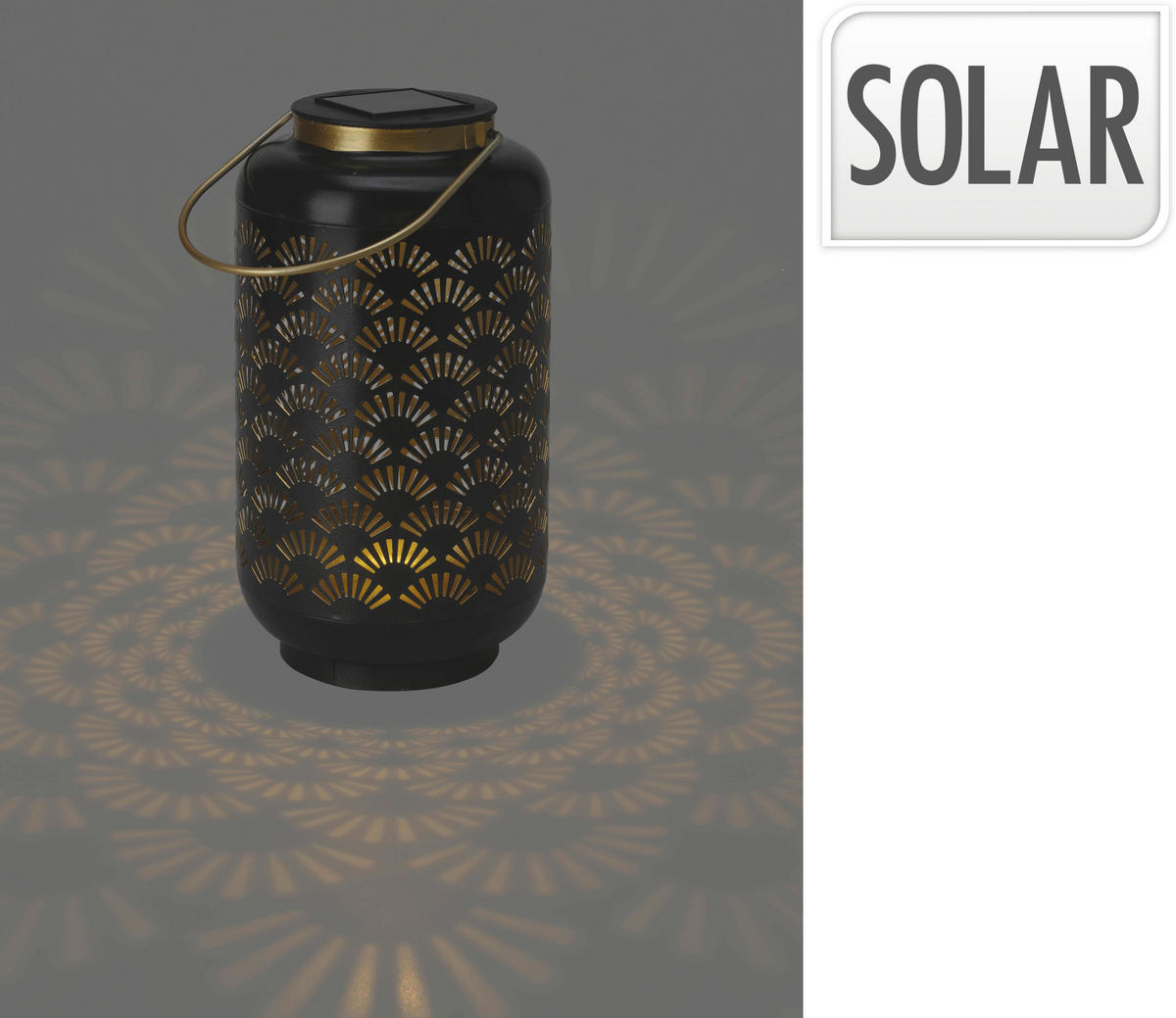 Solarlaterne schwarz Metall B/H/L: ca. 13x13x23,5 cm Solarlaterne - schwarz (23,50/13,00/13,00cm)