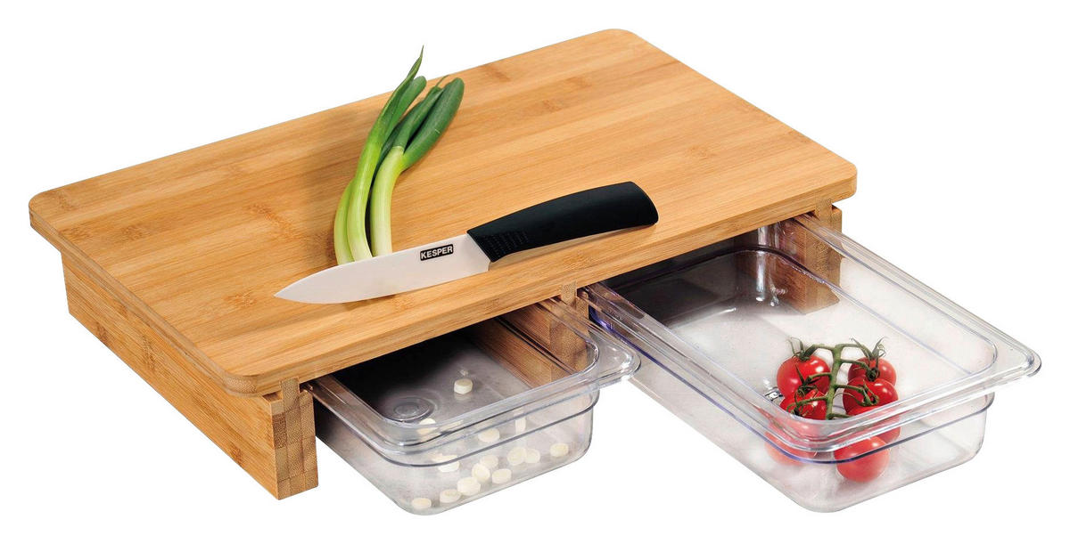 Kesper Schneidebrett mit Auffangschale Schneidbrett_2_Auffangschalen - natur/transparent (41,00/8,00/26,50cm) - Kesper