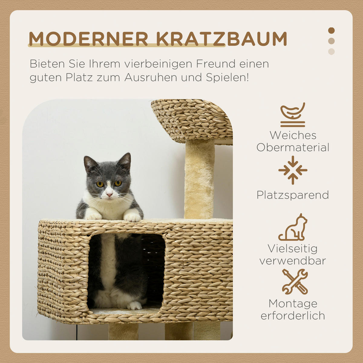PawHut Kratzbaum beige Sisal B/H/L: ca. 40x98x60 cm Kratzbaum - beige (60,00/40,00/98,00cm) - PawHut