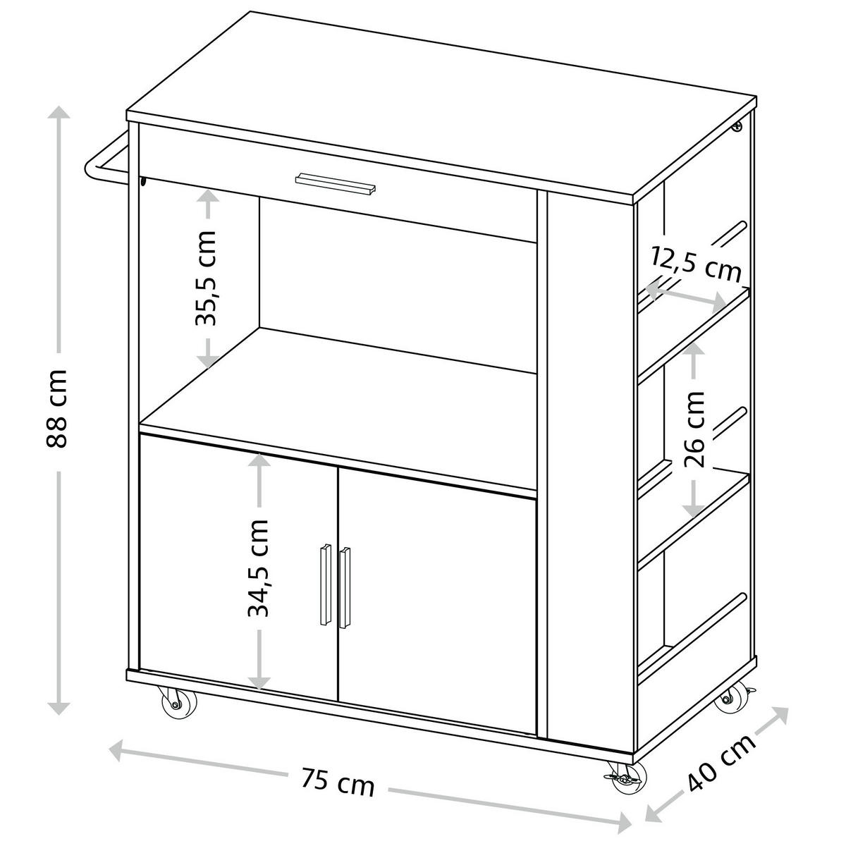 Kesper Küchenwagen grau Spanplatte B/H/T: ca. 75x88x40 cm Küchenwagen - grau (75,00/88,00/40,00cm) - Kesper