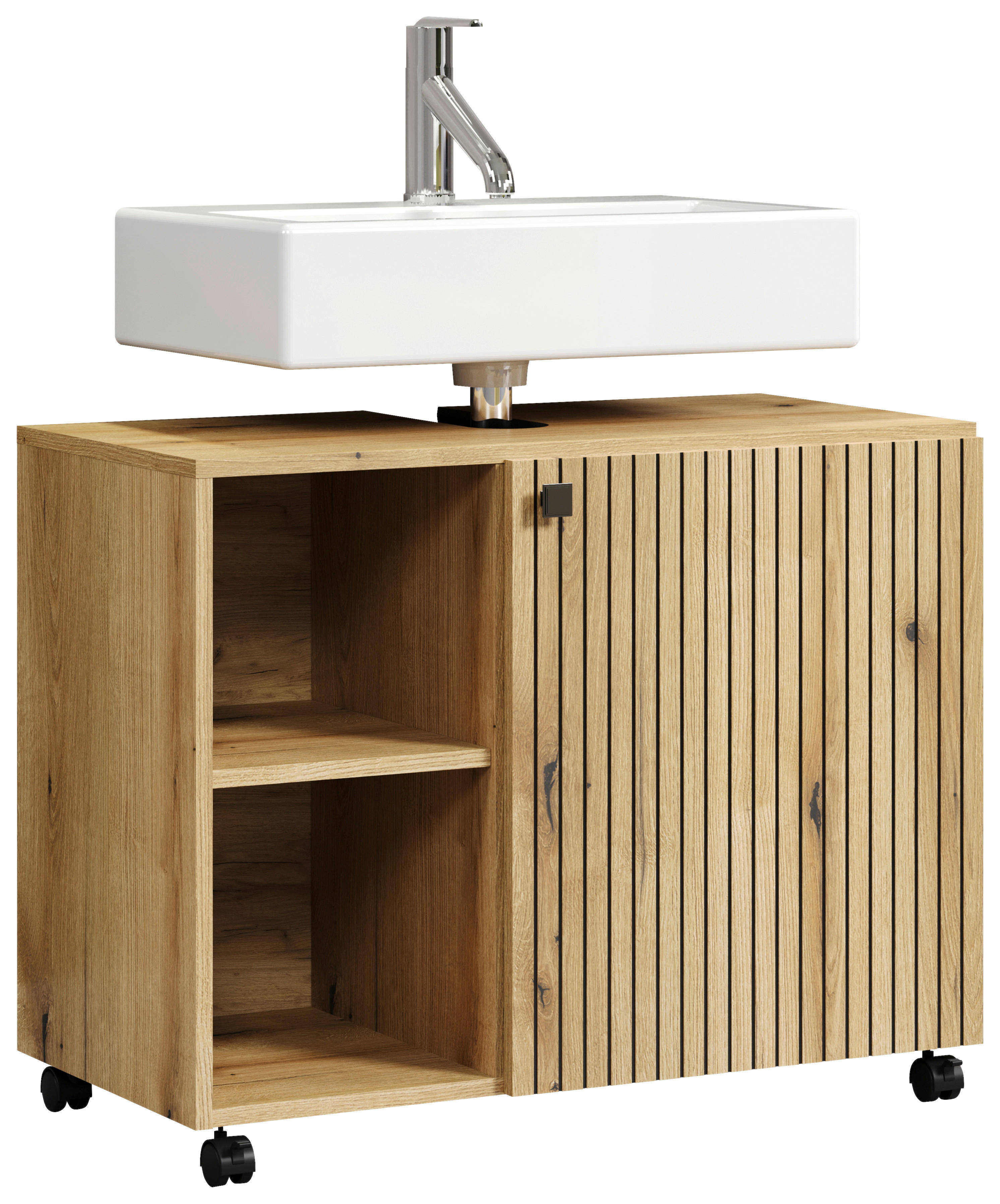 Waschbeckenunterschrank Pure Bliss Eiche Evoke Oak Nachbildung schwarz B/H/T: ca. 80x64x42 cm Pure Bliss - Eiche/schwarz (80,00/64,00/42,00cm)