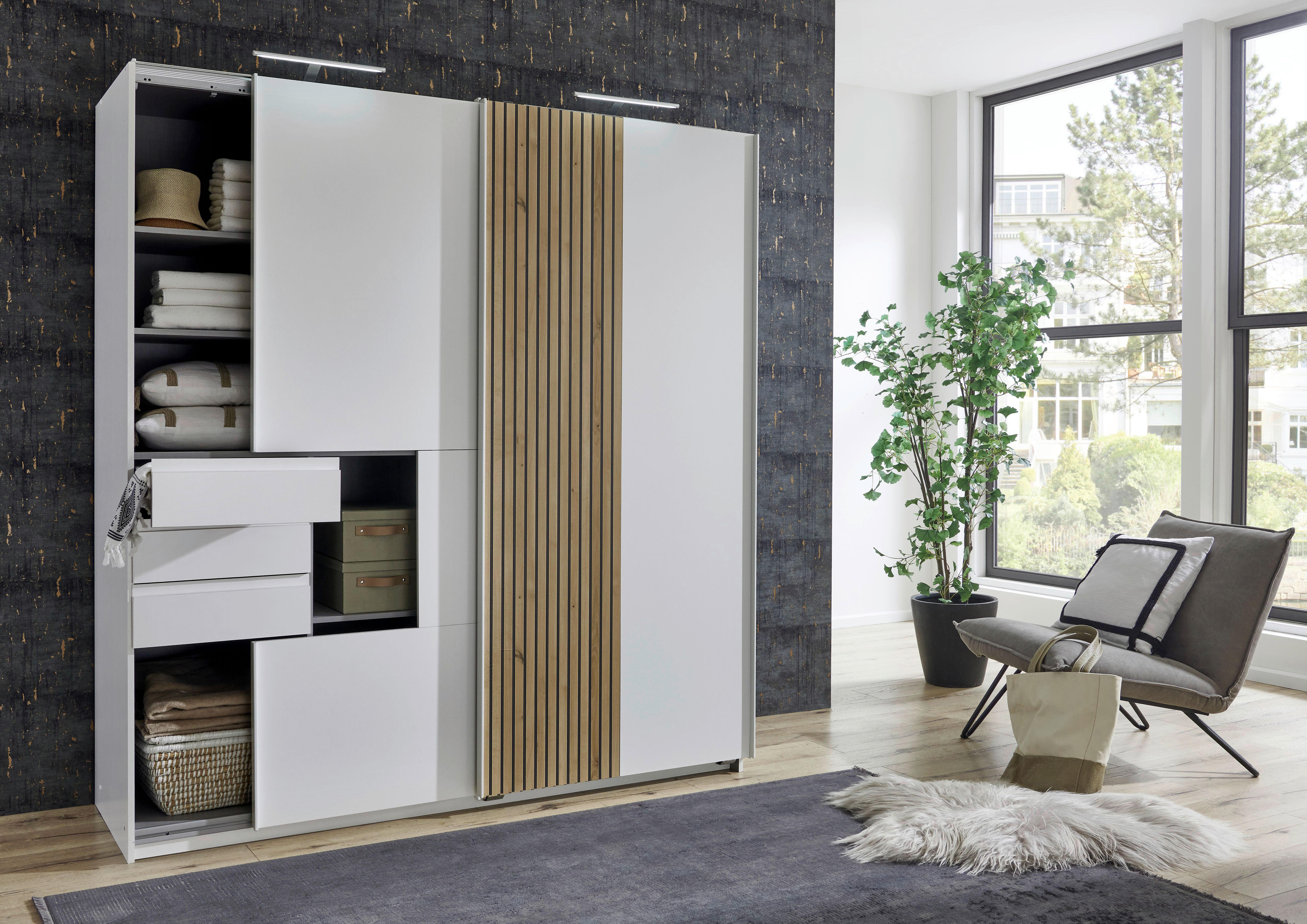 Schwebetürenschrank Coburg weiß Artisan Nachbildung B/H/T: ca. 180x198x65 cm Coburg - weiß (180,00/198,00/65,00cm)