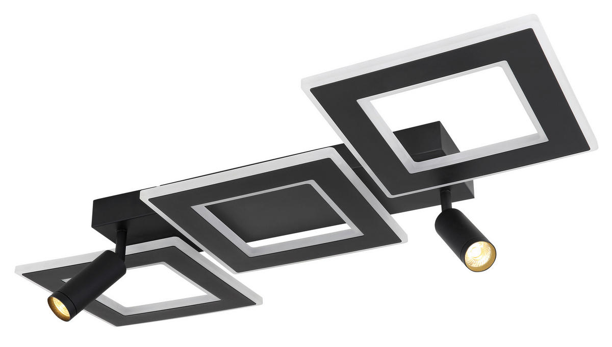 GLOBO Deckenleuchte schwarz Opal Metall Acryl B/H/L: ca. 56x11,5x82 cm 2 Brennstellen Marian - schwarz/Opal (82,00/56,00/11,50cm) - GLOBO