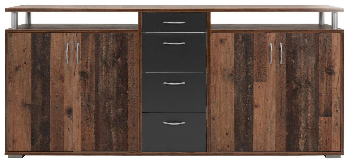 Sideboard Maximo Old Wood Nachbildung anthrazit B/H/T: ca. 208x94x38 cm Maximo - anthrazit (208,00/94,00/38,00cm)