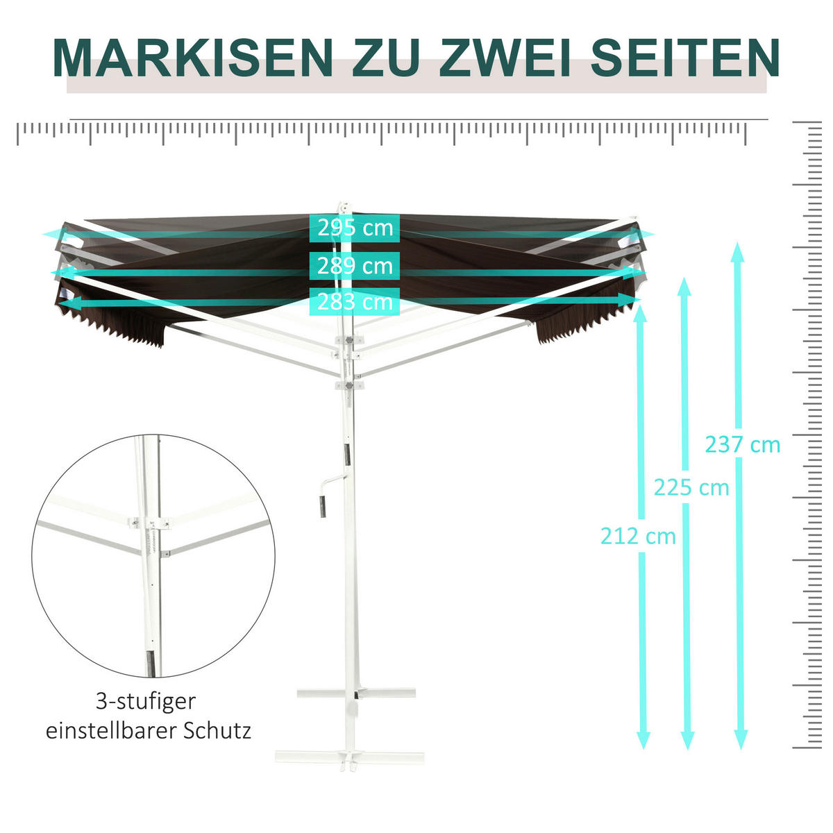 Outsunny Markise braun B/H/L: ca. 298x395x255 cm Standmarkise - braun (255,00/298,00/395,00cm) - Outsunny