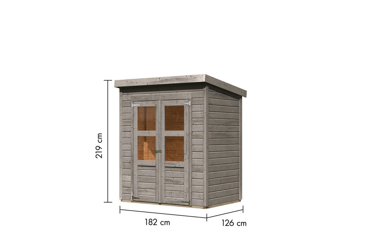 Karibu Gartenhaus Tony 0 grau B/H/T: ca. 182x219x126 cm Tony 0 - grau (182,00/219,00/126,00cm) - Karibu