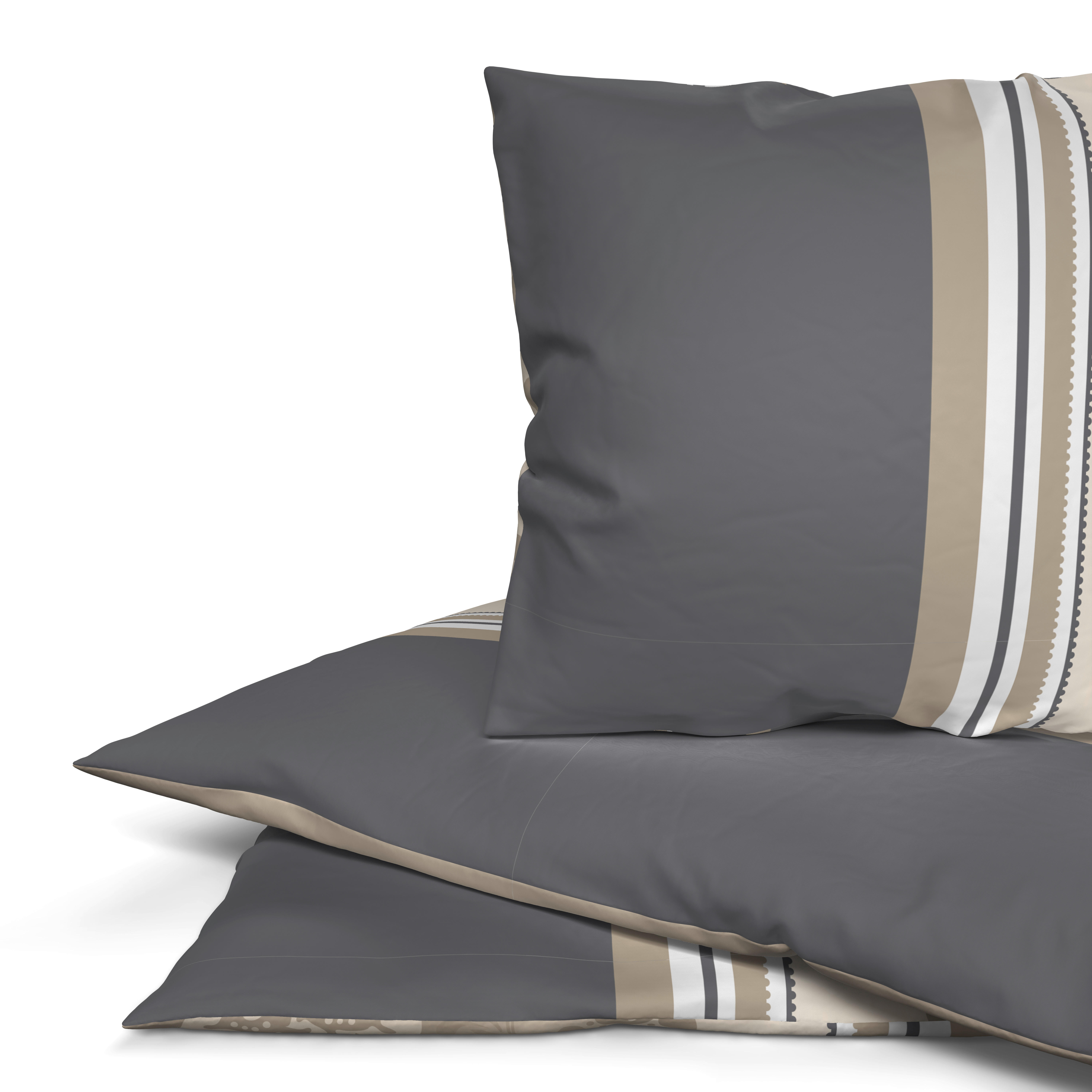 Microfaser Bettwäsche Bettwäsche-Microfaser_Floral gr bei - beige/grau (135,00/200,00cm) - Sensation