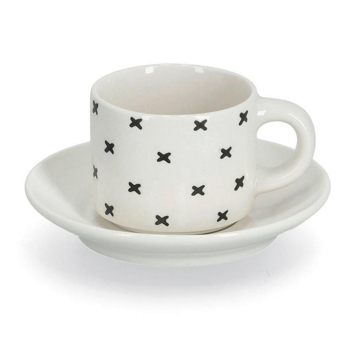 Zeller Espresso-Set schwarz Keramik Espresso-Set_8-tlg. - weiß/schwarz (265,00/125,00/7,00cm) - Zeller