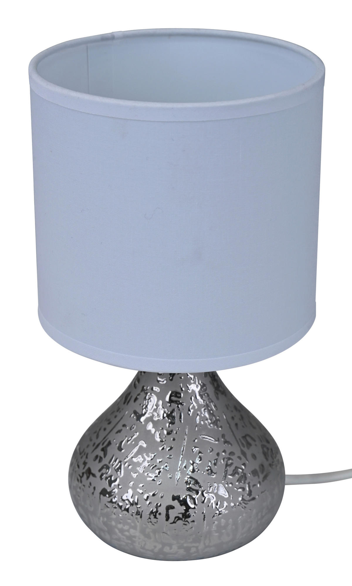 POCOline Keramik_Tischleuchte silber Keramik B/H/L: ca. 14x25x14 cm E14 1 Brennstellen Tischleuchte-Keramik_Auri - silber (14,00/14,00/25,00cm) - POCOline