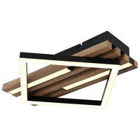GLOBO LED-Deckenleuchte OBRIEN 67344D mattschwarz Opal Metall MDF Kunststoff B/H/L: ca. 33x7,5x31 cm 1 Brennstellen OBRIEN - Opal/mattschwarz (31,00/33,00/7,50cm) - GLOBO