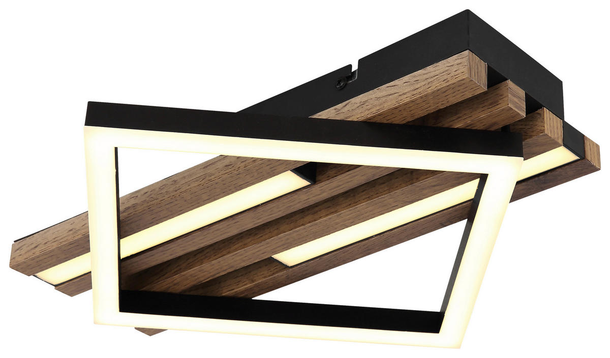 GLOBO LED-Deckenleuchte OBRIEN 67344D mattschwarz Opal Metall MDF Kunststoff B/H/L: ca. 33x7,5x31 cm 1 Brennstellen OBRIEN - Opal/mattschwarz (31,00/33,00/7,50cm) - GLOBO