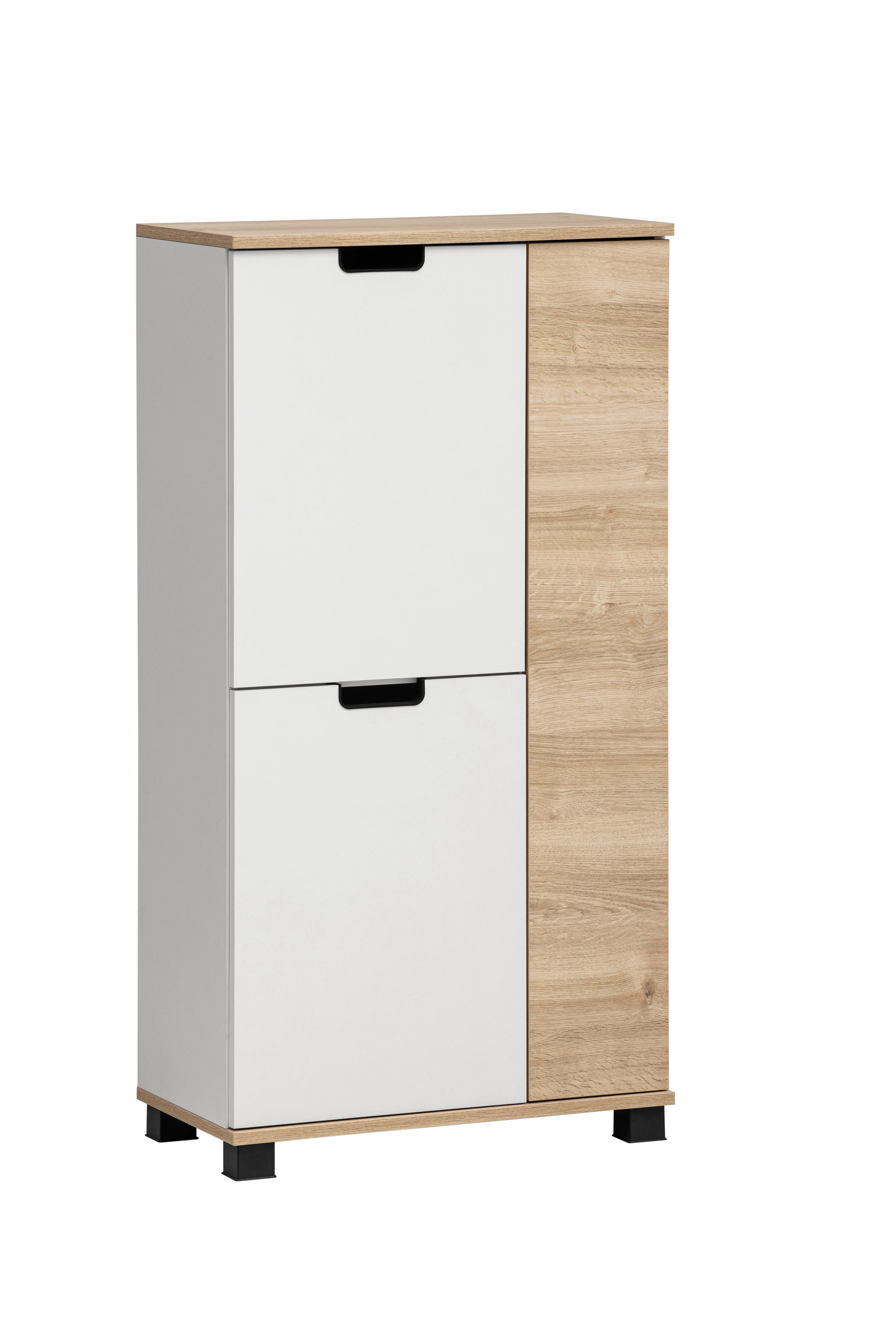 Highboard Emmik weiß matt Eiche Eiche weiß Nachbildung B/H/T: ca. 59,8x116,9x32,6 cm Emmik - Eiche/weiß (59,80/116,90/32,60cm) - Möbelpartner