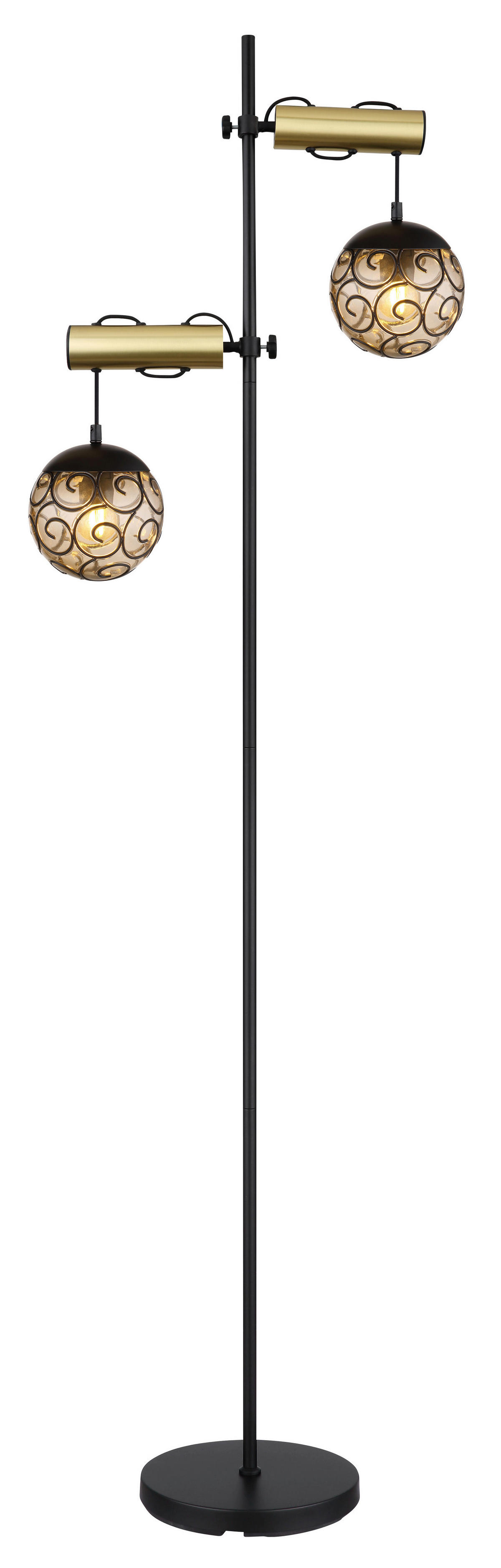 GLOBO Stehleuchte Rauch Metall Kunststoff B/H/T: ca. 51x168x25 cm E27 2 Brennstellen Stehleuchte_Fitz - Rauch (51,00/168,00/25,00cm) - GLOBO