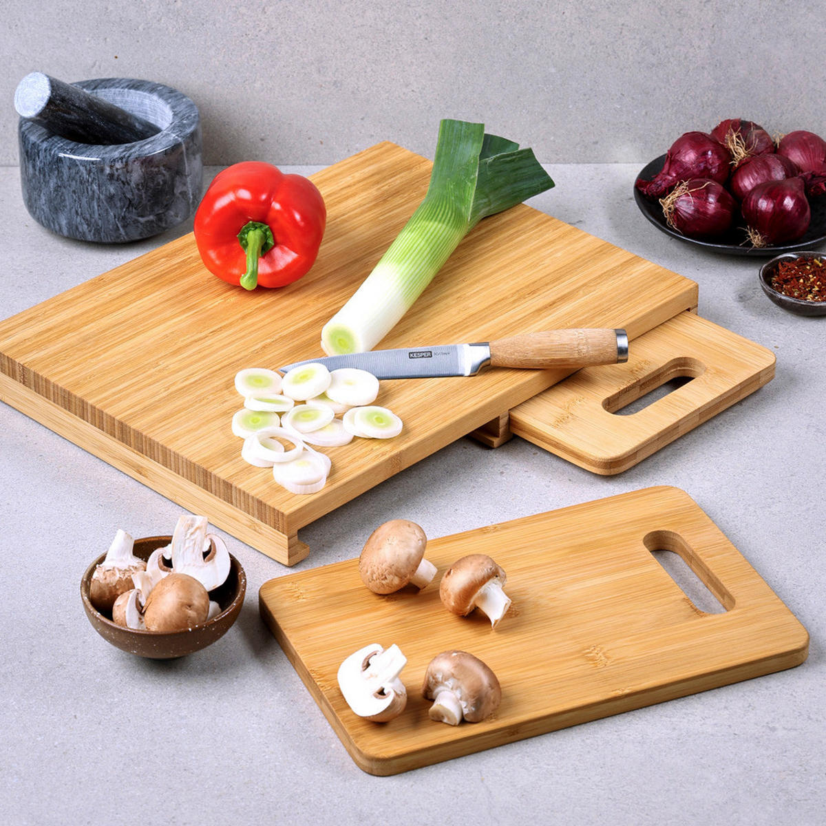 Kesper Schneidbrett Schneidebrett_3tlg. - natur (39,20/30,00/3,80cm) - Kesper