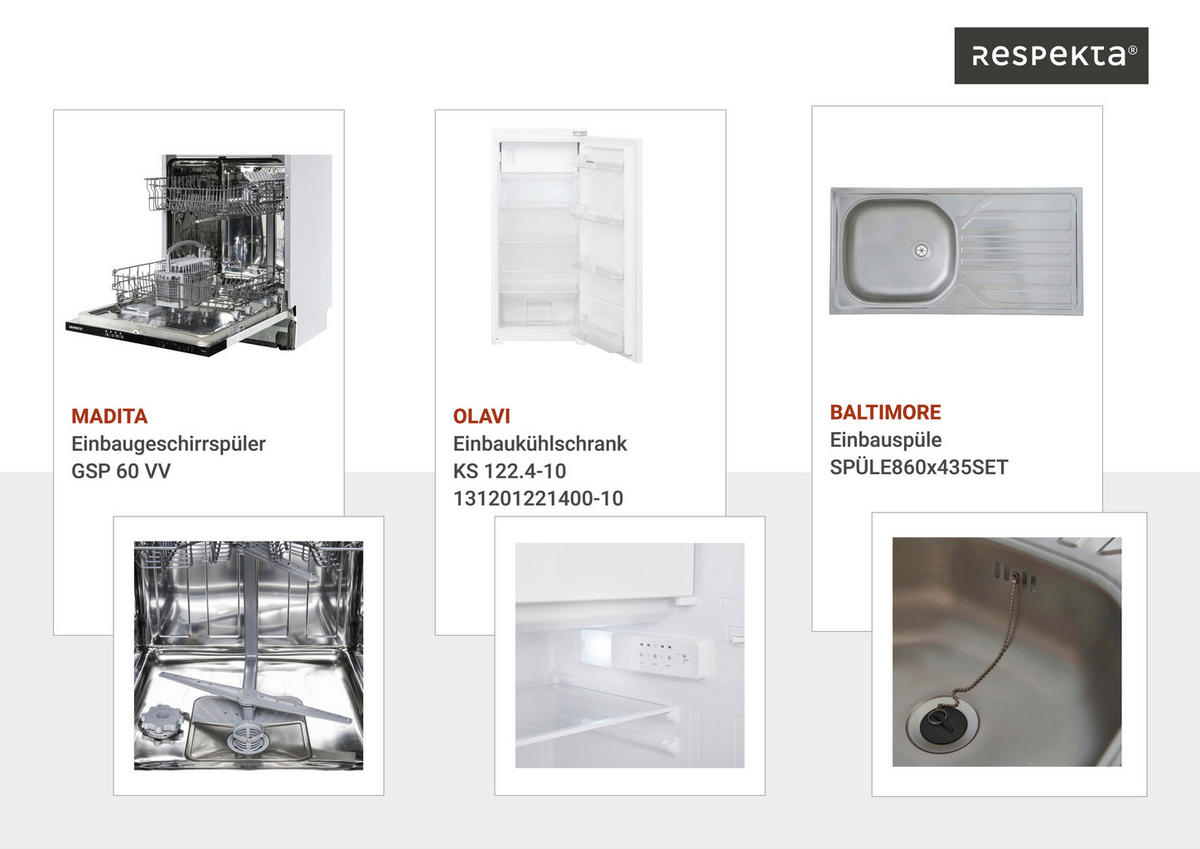 Respekta Winkelküche Hilde grau matt B/H/T: ca. 310x205x60 cm Hilde - Eiche/grau (310,00/205,00/60,00cm) - Respekta