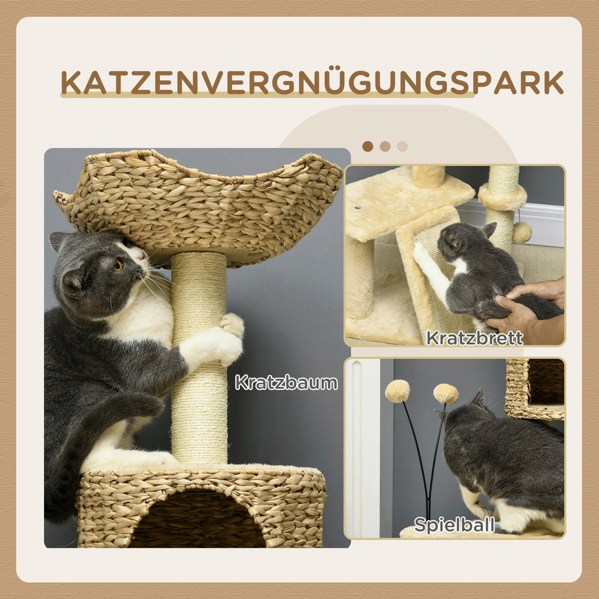 PawHut Kratzbaum beige Spanplatte B/H/L: ca. 40x116x45 cm Kratzbaum - beige (45,00/40,00/116,00cm) - PawHut