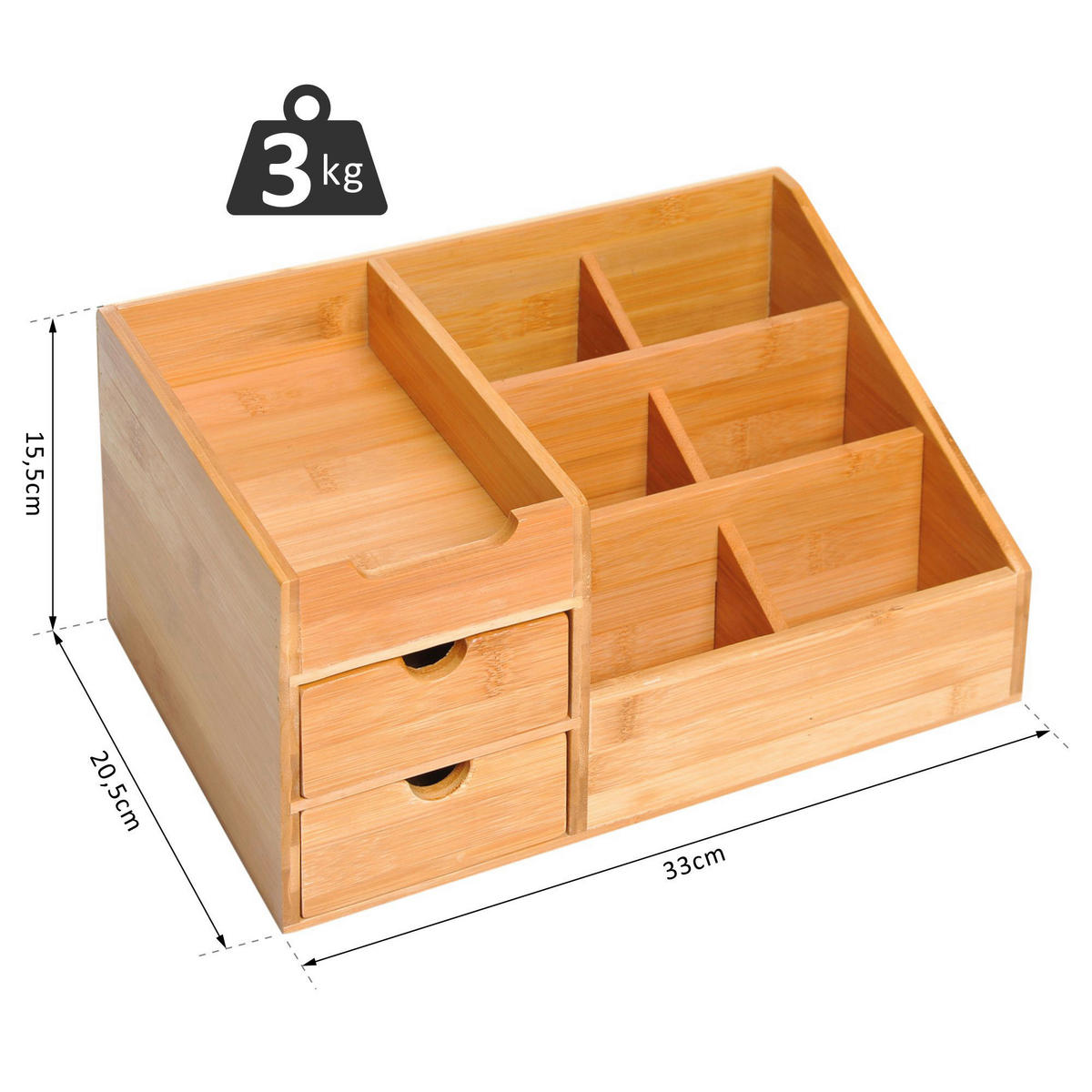 HOMCOM Organizer natur Bambus B/H/L: ca. 205x33x155 cm Schreibtischorganizer - natur (155,00/205,00/33,00cm) - HOMCOM